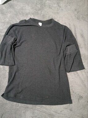 wonder nation Black Ribbed Crewneck Top